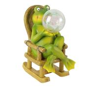 pumpumlia Scultura del giardino della figurina delle rane adorabili con la statua del modello di illuminazione di energia solare per gli accessori all'aperto dell'