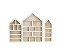 pumpumlia Set di 3 scatole da parete in legno di varie dimensioni, per esporre figure da collezione, antipolvere, organizer per collezioni artigianali