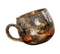 pumpumlia Tazze in vetro dipinto da 200 ml con design di Halloween Festival Lavabile in lavastoviglie stoviglie per feste tazze di vetro per uso quotidiano Magico Holiday Table Glasswares