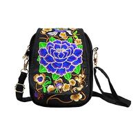 pumpumlia Vintage Ricamato Crossbody Bag Phone Pouch Con Texture Vibrante Per Le Donne Vintage Ricamato Crossbody Bag, Peonia viola., One Size