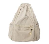 pumpumlia Zaino alla moda in tela con coulisse grande capacità scuola e borsa da viaggio per adolescenti e adulti tinta unita libro studente libro, cachi
