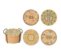 Pumwoy 12 Pezzi Sottobicchieri in Sughero 10cm, Assorbenti per Bevande con Supporto, Sottobicchieri Assorbenti Sottobicchieris Rotondi in Sughero per Casa, Ufficio, Bar, Ristorante