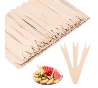 Pumwoy 200 Pezzi Forchette per Patatine Fritte, Forchette per Patatine in Legno, Naturalmente Biodegradabile Forchettine Legno di Betulla, per Compleanno, Festa, Campeggio