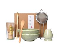 Pumwoy 6 Pezzi Set Matcha, Matcha Whisk Set-Ciotola Matcha,Supporto per Frusta,Frusta Matcha,Setaccio per Matcha,Paletta da Tè per Cerimonia del tè, Set da tè Matcha per Preparare Tè Matcha