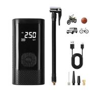 Pumwoy Compressore Aria Portatile 150 PSI, Gonfiatore Elettrico 3 * 1500mAh Ricaricabile, Gonfiatore Bici Elettrico con Display LCD, Pompa per Bicicletta per Bicicletta, Auto, Moto,Palloni