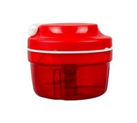 Pumwoy Tritatutto Manuale 300ml, Trita Verdure Manuale con Tirante a Corda con 3 Lame in Acciaio Inox, Trita Cipolla Frullatore per Verdure, Carne, Frutta (Rosso)