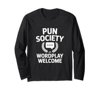 Pun Society Wordplay Welcome Giochi di Parole Maglia a Manica