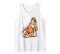 Punch - Carino Baby Scimmia & Orangutan Peluche Acquerello Canotta