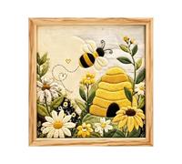 Punch Fabric Art Kit, Crocheting Bee Flowers, Needlework Embroidery Frame