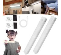 Punch-Free Smart Sensor Magnetic Rechargeable Led Lights, Rechargeable Motion Activated Cabinet Lights, Motion Sensor Light Indoor, Under Cabinet Bedroom Stair Lighting Wireless Indoor (White*2,20CM)