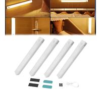 Punch-free Smart Sensor Magnetic Rechargeable LED Lights,Upgraded Smart Motion Sensor Led, Magnetic Mount Under Cabinet Lighting for Closet, Kitchen, Hallway (Warm Light 4pcs,10cm/3.9in)