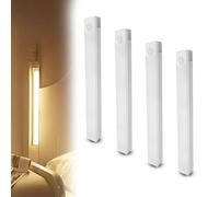 Punch-free Smart Sensor Magnetic Rechargeable LED Lights, Upgraded Smart Motion Sensor Led, Magnetic Mount Under Cabinet Lighting for Closet, Kitchen, Hallway (White Light 4pcs,10cm/3.9in)