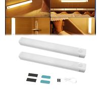 Punch-free Smart Sensor Magnetic Rechargeable LED Lights,Upgraded Smart Motion Sensor Led, Magnetic Mount Under Cabinet Lighting for Closet, Kitchen, Hallway (Warm Light 2pcs,10cm/3.9in)