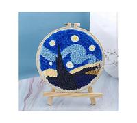 Punch Needle Embroidery Starter Kits Rug Punch Needle Tool Threader Fabric Embroidery Hoop Yarn Rug Punch Needle (New Starry Sky)