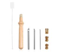 Punch Needle Kit,Ago Punch Needle Regolabile con Ago Fisso in 3 Misure,HMCEY Ago Punzone a Penna da Ricamo,Ago per Ricamo a Mano con Manico in Legno per Creativo, Principianti, Precisione Progetti