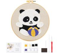 Punch Needle Kit, Kit per Principianti per Ricami, Kit da Ricamo con Ago da Punch Kits Iniziale Ricamo di Aghi per Punzonatura Panda Punch Cuciture Tool DIY Kits, Adatto a Principianti e Bambini