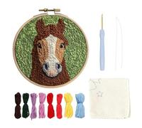 Punch Needle Set da ricamo per principianti, Craft Punch Needle sottobicchieri, Punch Needle Kit per ricamo con filati, telaio per ricamo, strumento per filettare e istruzioni, set da ricamo con ago