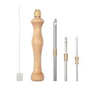 Punch Needle Tool - Professional Steel Stitching Instrument Timber Grip Variable Depth Creative Embellishment Sewing Asentials Artistic Fiber Needlpoint Set Compact Accuracy Crafting Aid Household