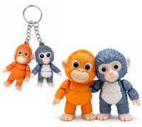 Punch The Monkey Figure Scimmia e Peluche + Portachiavi Scimmia Snodata - Set Macaco Peluche e Portachiavi Flex - Pack Zoo Giappone - Figura Viral - Regalo con Significato per Amanti degli Animali