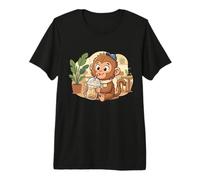 Punch The Monkey Giappone Bere caffè Ghiacciato Carino Kawaii Maglietta Premium