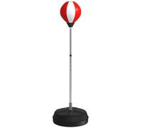 Punching Ball da Terra ad Altezza Regolabile 126-144 cm con Guantoni e Base Riempibile Rosso e Bianco