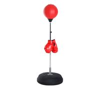 Punching Ball da Terra Altezza Regolabile Base Riempibile Ø43x126-144 cm Guantoni Inclusi Rosso