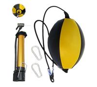 Punching Ball in pelle PU doppia - Borsa per riflessi da boxe con fascia, ago e moschettoni | Palla da allenamento per la coordinazione occhio-mano, pratica MMA, precisione di co