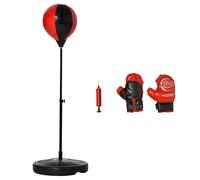 Punching Ball per Bambini con Guantoni Altezza Regolabile Rosso e Nero