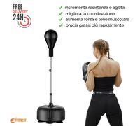 PUNCHING BALL REGOLABILE MAX 160 CM SACCO BOXE DA TERRA ADULTO BASE RIEMPIBILE