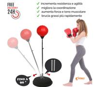 PUNCHING BALL + BASE RIEMPIBILE REGOLABILE SACCO BOXE PUGILATO ANTISTRESS ADULTO