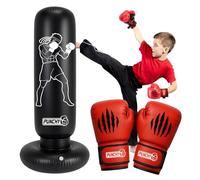 Punchy® Sacco da Box Gonfiabile per Bambini 160x55 cm | Set Boxe con Guantoni e Pompa | Giocattolo Attivo per Bambini e Bambine dai 5 Anni | Per Casa e Giardino | Aerobik®