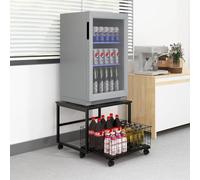 PUNCIA Supporto per Mini Frigo a 2 Livelli con Grande Capacità Carrello Mobile con Ruote Scaffale di Stoccaggio Tavolo Frigorifero Portatile con 4 Ruote Bloccabili Base per Frigo per Casa (Nero)