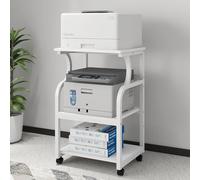 PUNCIA Supporto per Stampante 50x40x73CM Mobile con Ruote Porta Scaffale per Stampante in Legno Carrello per Scanner Fax Portant 120KG per Ufficio e Casa (Bianco)