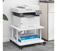 PUNCIA Supporto per Stampante a 2 Livelli Mobile Comodini 60x50x38CM Carrello Porta Tavolino di Stoccaggio con Ruote Scaffale Porta Stampante Sotto Scrivania in Legno per Ufficio e Casa (Bianco)