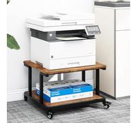PUNCIA Supporto per Stampante a 2 Livelli Mobile Comodini 60x50x38CM Carrello Porta Tavolino di Stoccaggio con Ruote Scaffale Porta Stampante Sotto Scrivania in Legno per Ufficio e Casa (Marrone)
