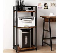 PUNCIA Supporto per Stampante a 3 Livelli Carrello Porta Documenti Mobile per Stampante in Legno e Metallo Scaffale per Documenti con Ruote Tavolo per Trituratore HIFI per Ufficio Casa (Marrone)