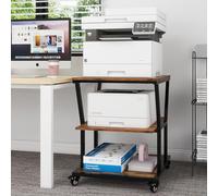 PUNCIA Supporto per Stampante a 3 Livelli Mobile Comodini 50x50x75CM Carrello Porta Tavolino di Stoccaggio con Ruote Scaffale Porta Stampante Sotto Scrivania in Legno per Ufficio e Casa (Marrone)