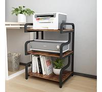 PUNCIA Supporto per Stampante a 3 Livelli Mobile con Magazzino Porta Scaffale per Stampante in Legno Armadio di Stoccaggio per Scanner Fax 55x40x84 CM per Ufficio e Casa (Marrone)