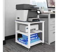 PUNCIA Supporto per Stampante a 3 Livelli Tavolo per Stampante 50x50x50 cm Carrello Mobile con Ruote Scaffale di Stoccaggio Organizzatore di Stoccaggio 100KG di Carico per Casa e Ufficio (Bianco)