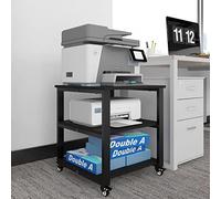 PUNCIA Supporto per Stampante a 3 Livelli Tavolo per Stampante 50x50x50 cm Carrello Mobile con Ruote Scaffale di Stoccaggio Organizzatore di Stoccaggio 100KG di Carico per Casa e Ufficio (Nero)