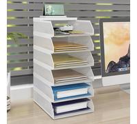 PUNCIA Vassoio per Lettere in Metallo a 6 Livelli Organizer da Scrivania per Ufficio Supporto da Scrivania per Accessori per Lettere di Carta 25x32x46,5CM per l'Ufficio Domestico e Scolastico(Bianco)