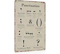 Punctuation Guide Metal Sign Vintage Typography 8 X 12 in
