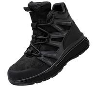 Puncture Labor Insurance Shoes Non Head Shoes Construction Wear High Top Work Flat Pedale Scarpe Uomo, Nero , 44 EU