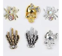 PUNELE Accessori per Unghie Cranio, Metallo 3d in Lega Brillante Shiny Halloween Kit di Decorazione di Nail Art Fai -da -te con Misterioso Stile Spaventoso per Salone o (Accessori per nail art di
