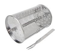 PUNELE Cestino Alla Griglia in Acciaio Inossidabile, Facile da Pulire, Portatile per il Campeggio, Barbecue, Festa Picnic con Cestino del Cilindro a Griglia (Altezza di 18 cm)