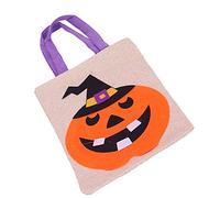 PUNELE Sacchetto di lino per Halloween, dolce e vivace, per feste, dress-up show, con tessuto non tessuto di alta qualità, 1, Weiße Kürbisgrünblätten