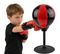 Pungiball da Tavolo, Altezza 40cm Pungiball da Scrivania, Sacco da Boxe da Scrivania, Punching Ball con Ventosa Super Forte Antistress Resistente, per Adulti, Bambini, Amici Rosso/Nero