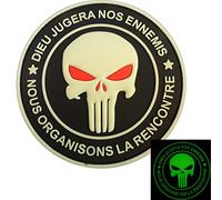 Punisher DIEU JUGERA NOS ENNEMIS Glow Dark Navy Seals DEVGRU PVC 3D Fastener Patch