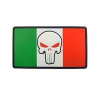 Punisher Skull Italia Bandiera Italy Flag Morale Tactical Combat PVC Rubber Hook Patch
