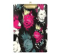 Punk Cats with Cool Hair Black Womens clipboard trasparente per infermieri appaltatore domestico Dimensioni 9 x 12.5 Tabla para escribir